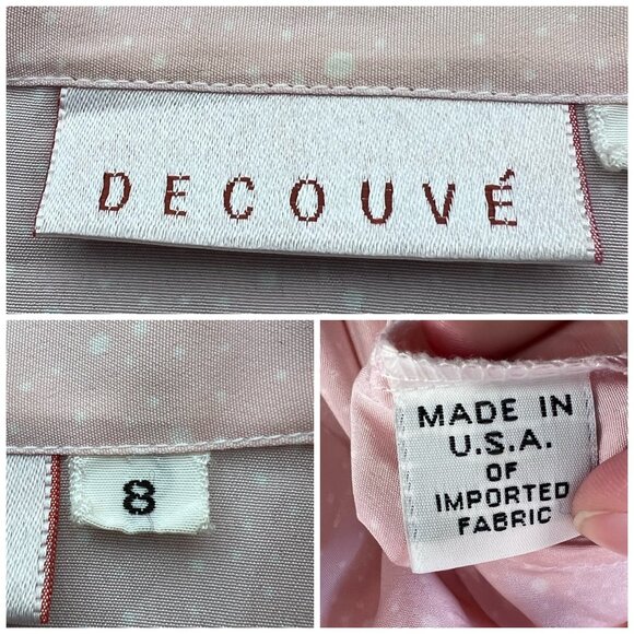 Vintage Decouvé Long Sleeve Button Down Shirt Pink Polka Dot Size 8 - Picture 3 of 10